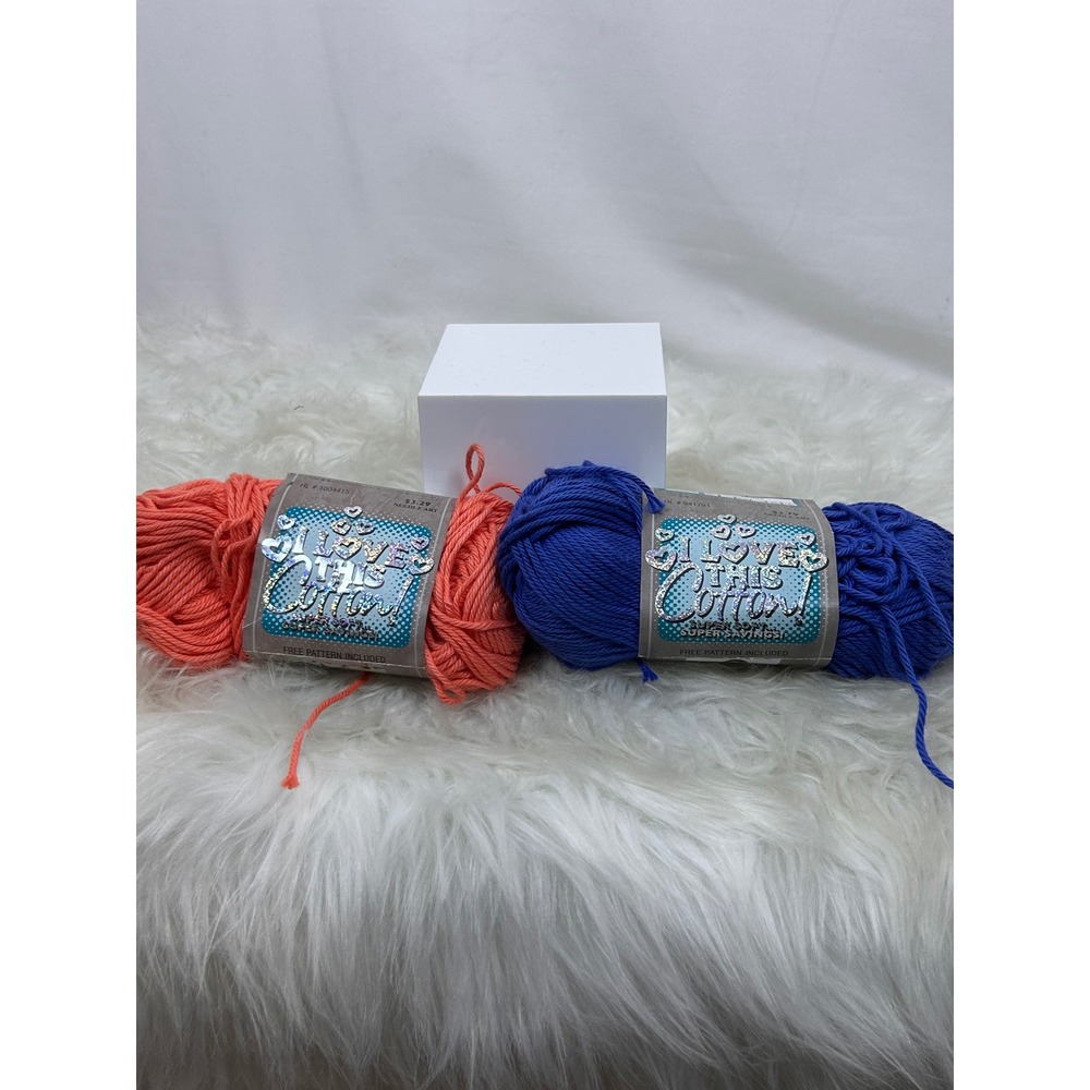 Hobby Lobby I Love This Cotton Yarn Mango 314 Royalty 90 Blue Orange 2 Skeins
